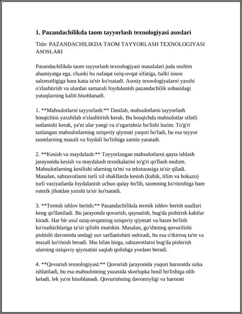 PAZANDACHILIKDA TAOM TAYYORLASH TEXNOLOGIYASI ASOSLARI 3