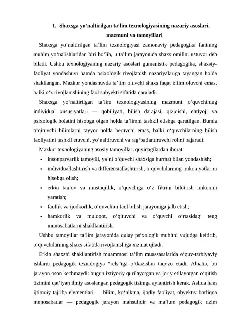 Shaxsga yo'naltirilgan ta'lim texnologiyasi 3