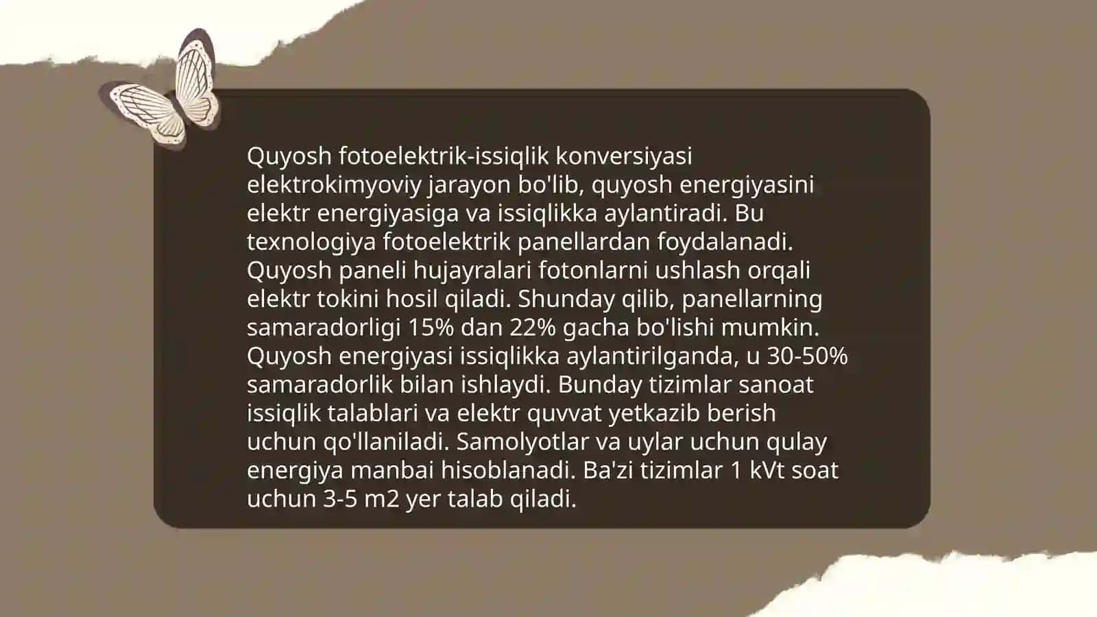 Quyosh fotoelektrik-issiqlik qurilmalariga doir taqdimot 3