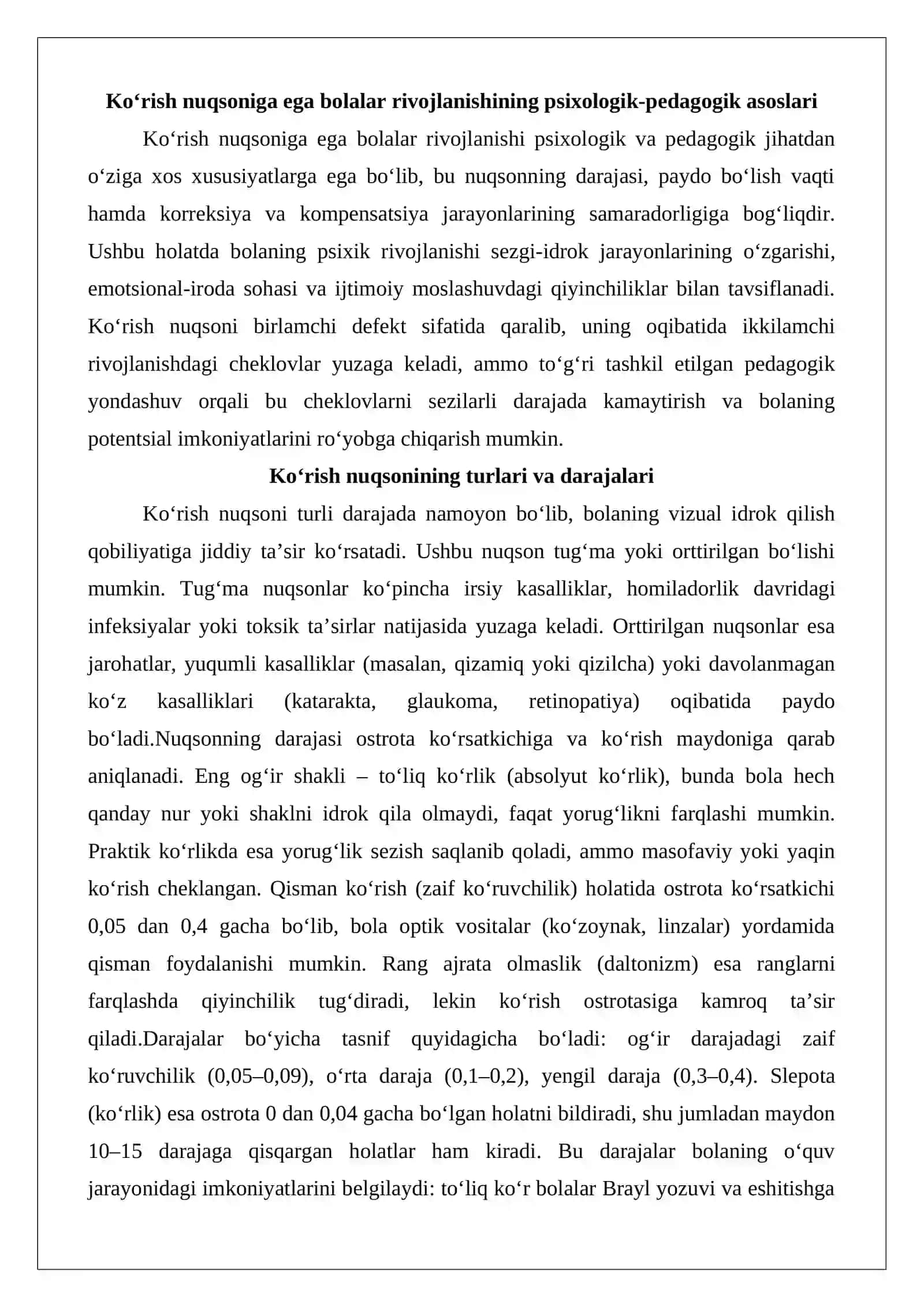Ko‘rish nuqsoniga ega bolalar rivojlanishida korrektsiya va kompensatsiya 3