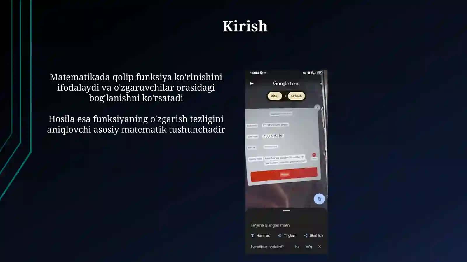 Qolip va hosila tushunchalari 3