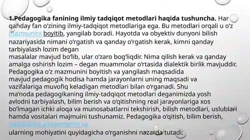 ilk va maktabgacha yoshdagi bolalar pedogogikasi fanining tadqiqot metodlari 3
