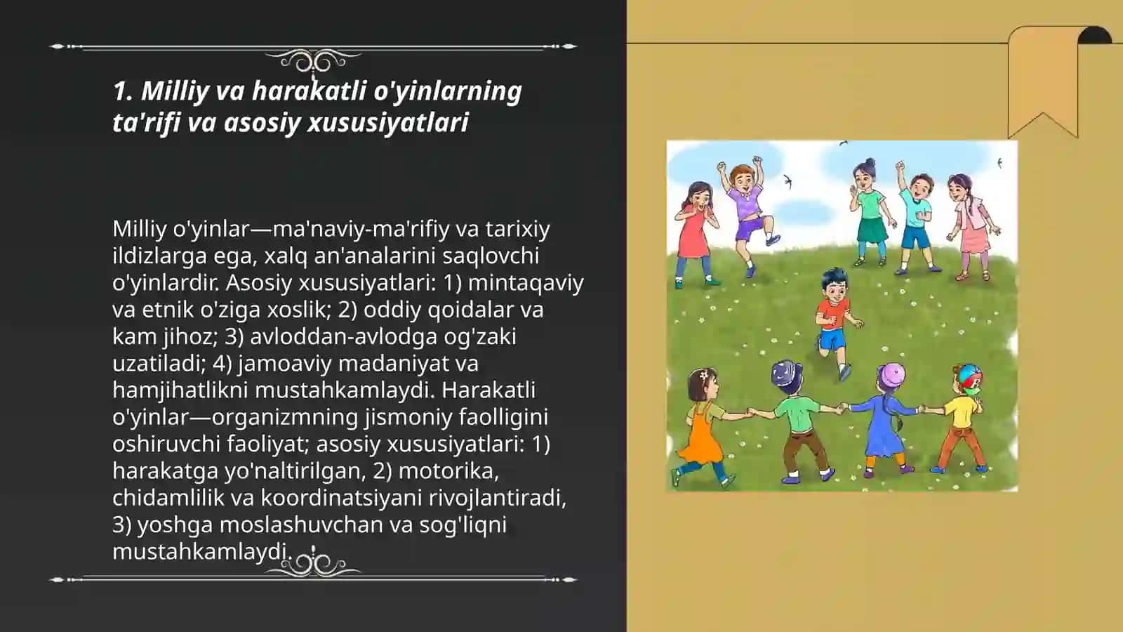 Milliy va harakatli o'yinlarning ahamiyati, mazmuni va klassifikasiyasi 3
