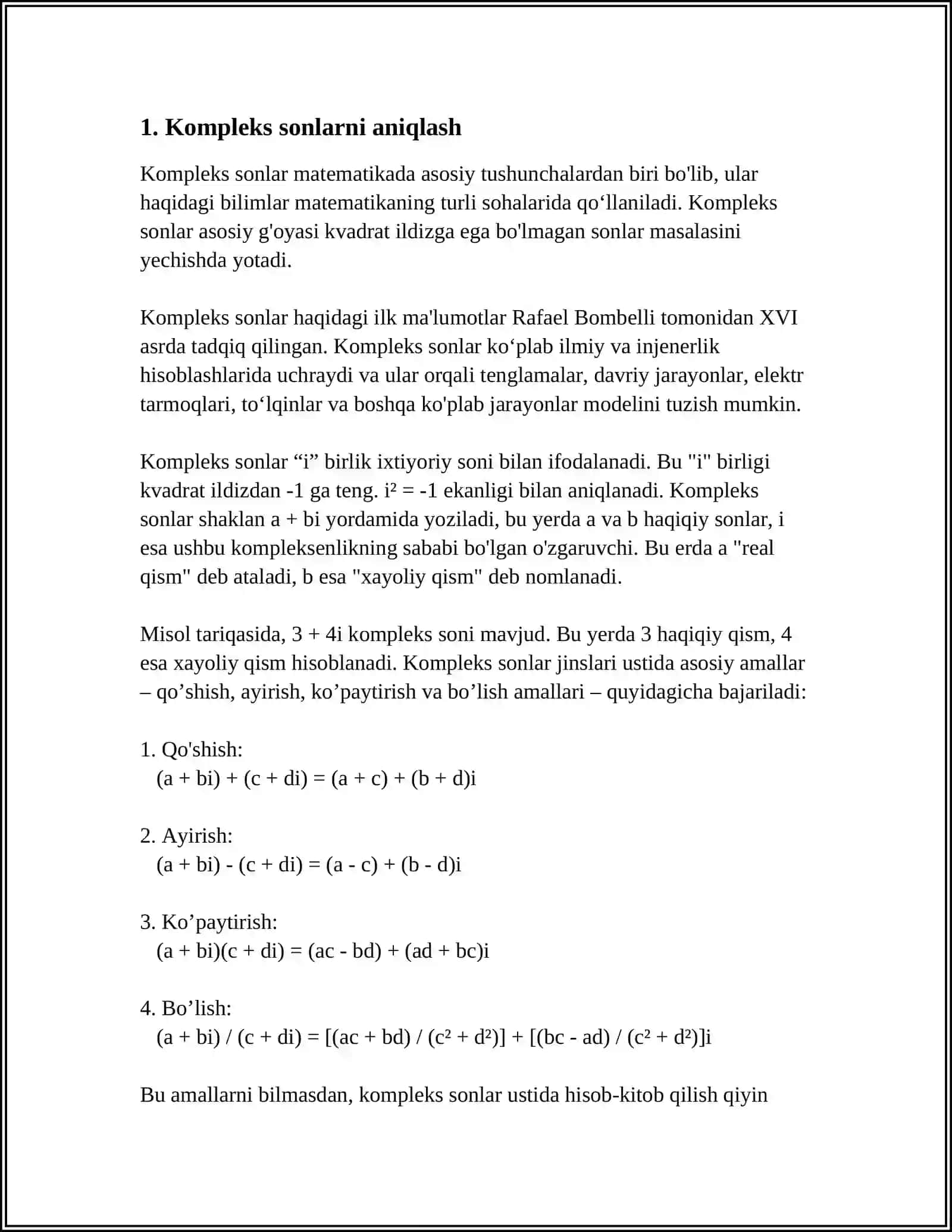 KOMPLEKS SONLAR 3