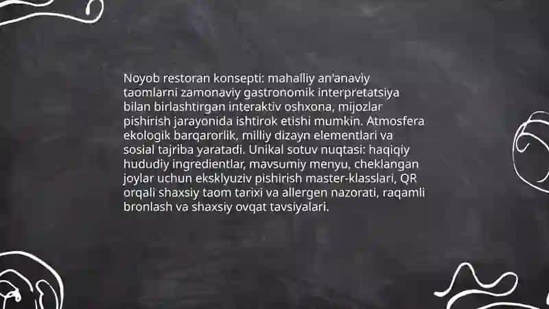 Noodatiy restoran uchun biznes loyiha 3