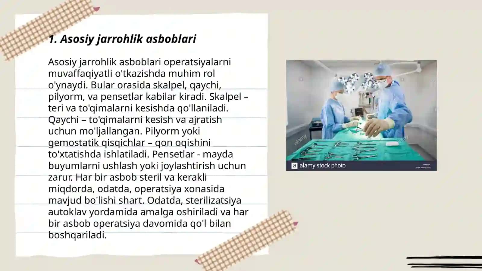 Xirurgiya va reanimatsiya boʻlimlari asosiy jixoz va anjomlari 3