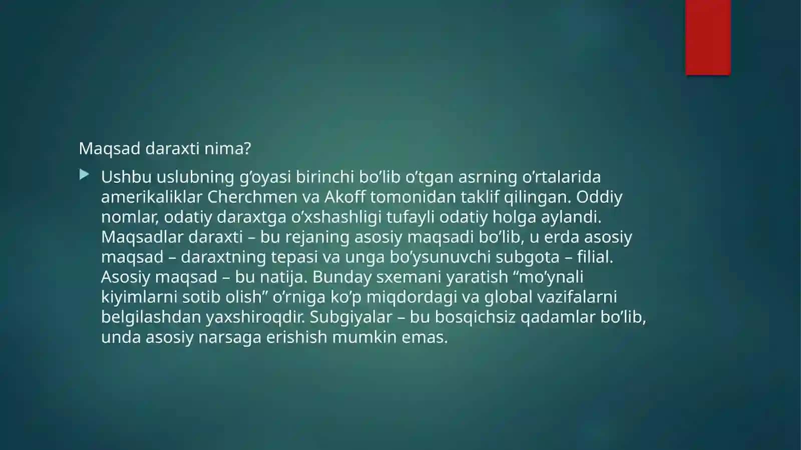 Maqsadlar daraxtini shakllantirish 3