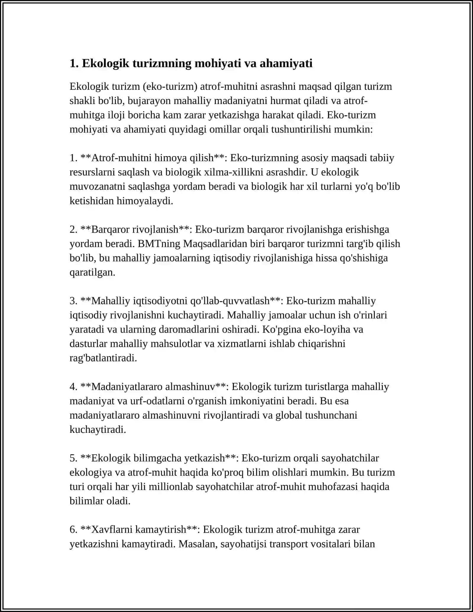 EKOLOGIK TURIZMNI RIVOJLANTIRISHNING ZAMONAVIY TENDENSIYALARI 3