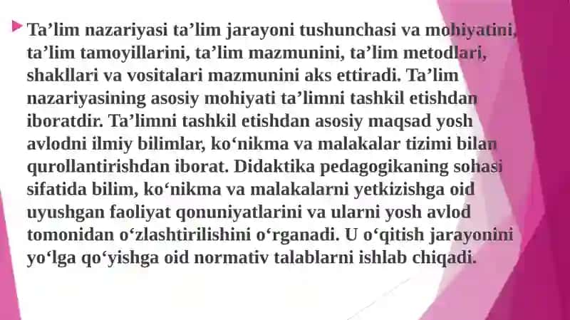 Ta'lim tamoyillaridan o'quv faoliyatini tashkil etishda foydalanish 3