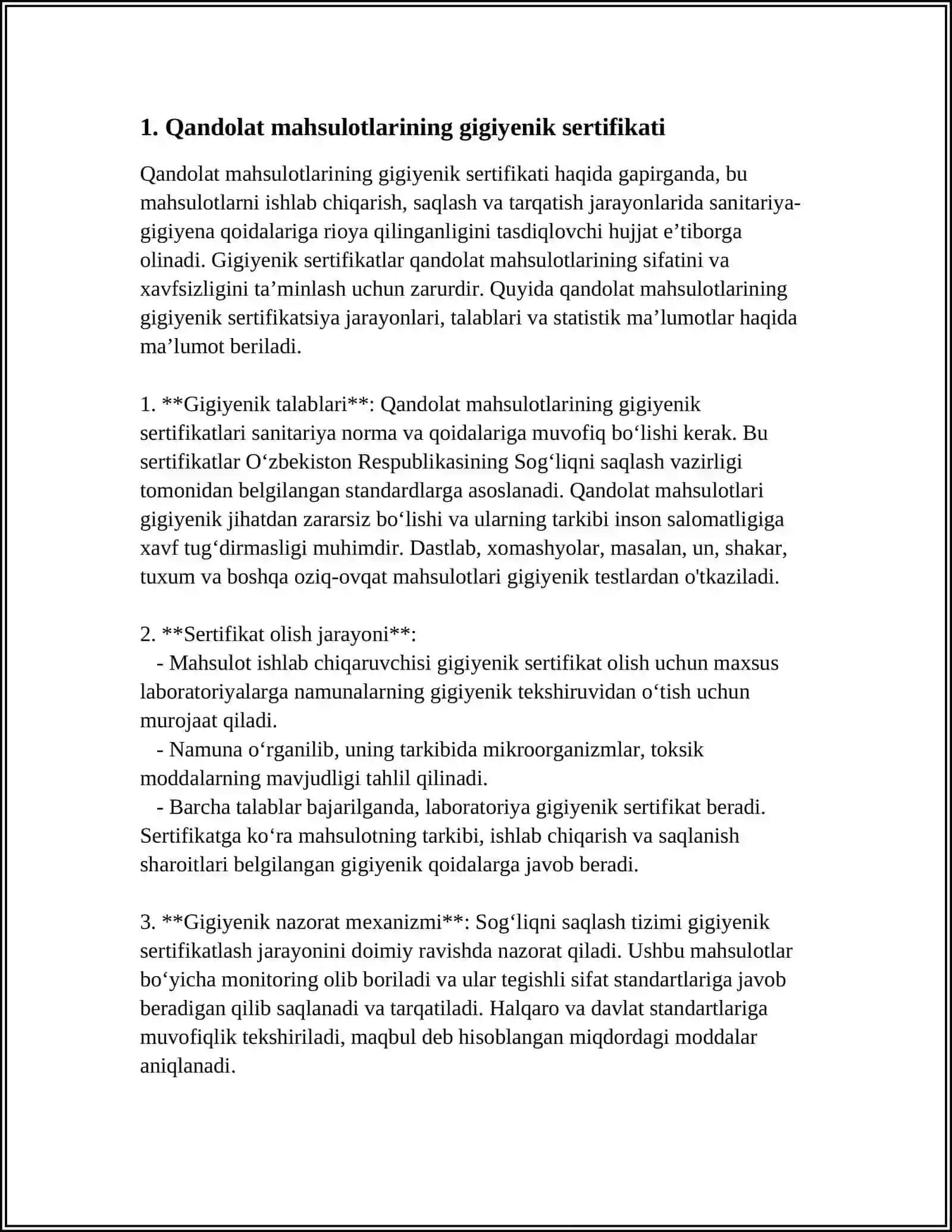 NON VA QANDOLAT MAHSULOTLARIGA QOʻYILADIGAN SANITAR-GIYIYENIK TALABLAR 3