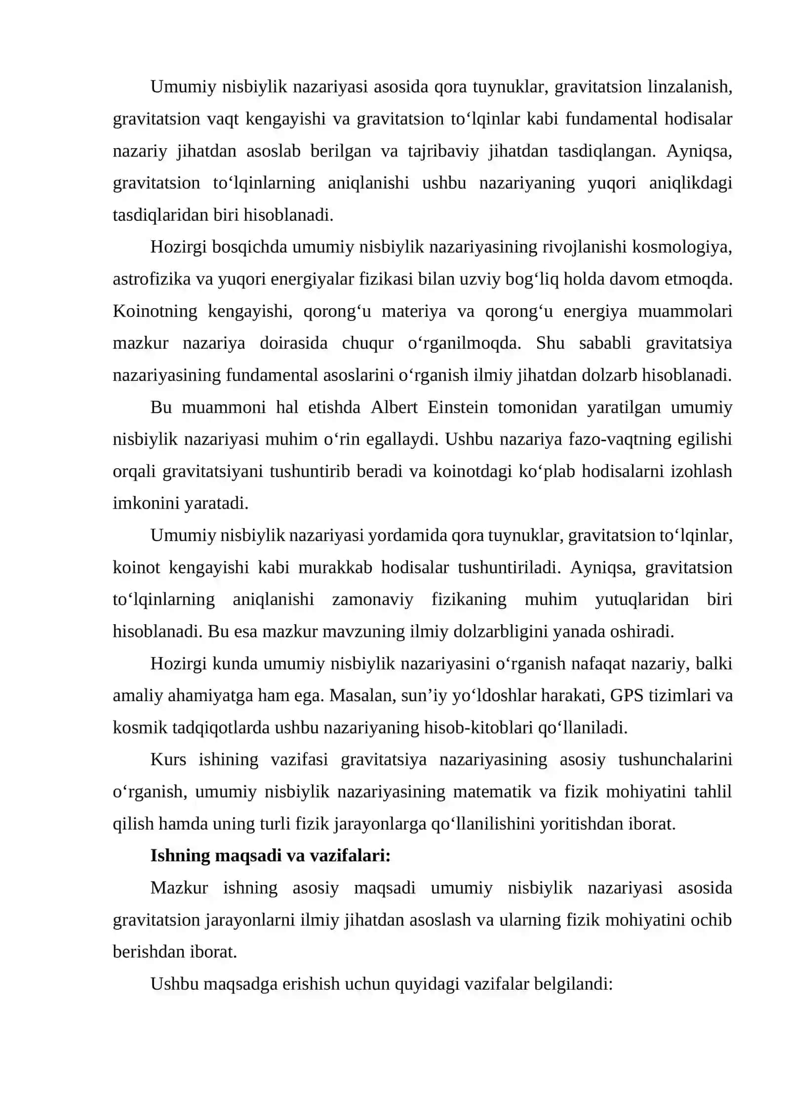 Gravitatsiya nazariyasi va umumiy nisbiylik asoslari 3