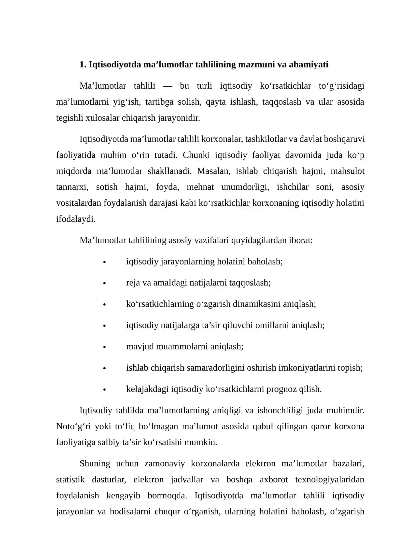 IQTISODIYOTDA MA’LUMOTLAR TAHLILI. MAHSULOT ISHLAB CHIQARISH TAHLILI 3