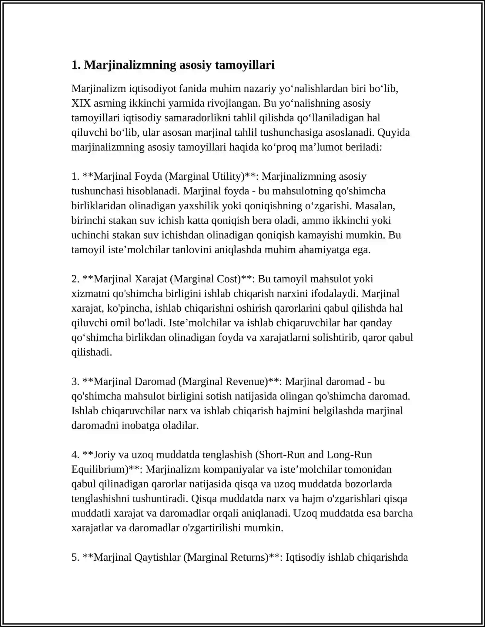MARJINALIZM TA'LIMOTI VA NEOKLASSIK IQTISODIY MAKTABLAR 3