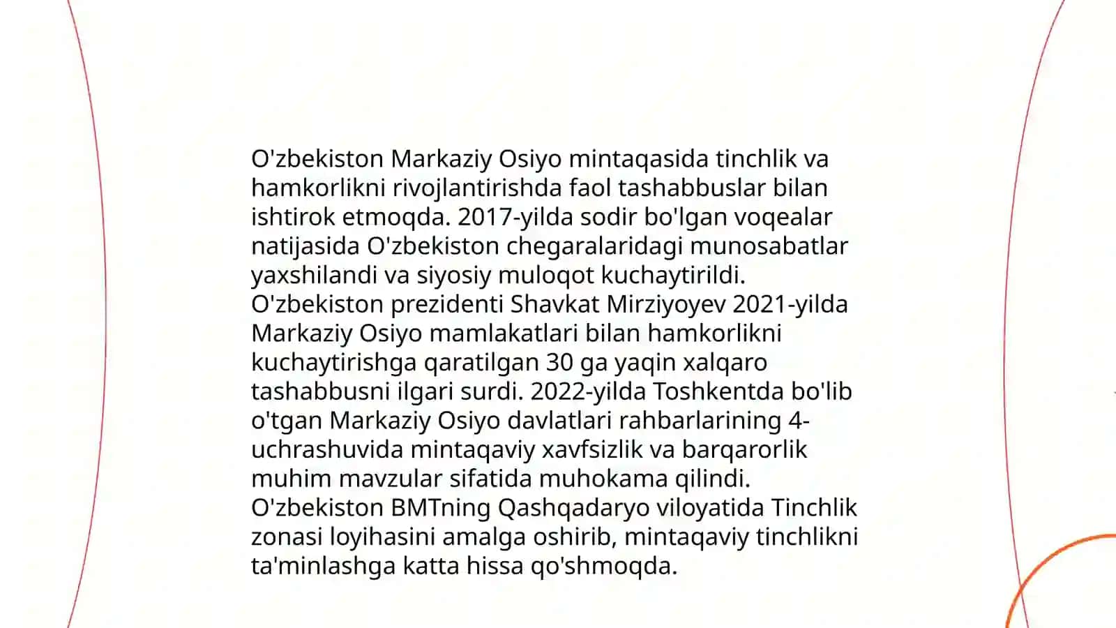 O'zbekistonning Markaziy Osiyodagi tinchlik va barqarorlikni ta'minlashdagi o'rni Avlaqulov Otabek 3
