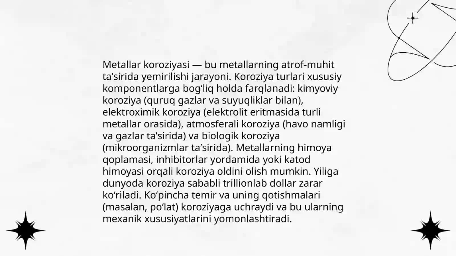 Metallar koroziyasi va uning olish usullari. Elektroliz jarayonlari 3