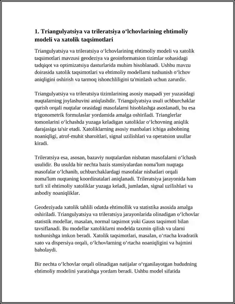 TRIANGULYATSIYA VA TRILERATSIYA TARMOQLARINING EHTIMOLIY-STATISTIK OPTIMIZATSIYASI 3