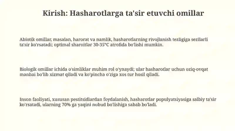 Hasharotlarga abiotik va biotik omillarning ta'siri 3