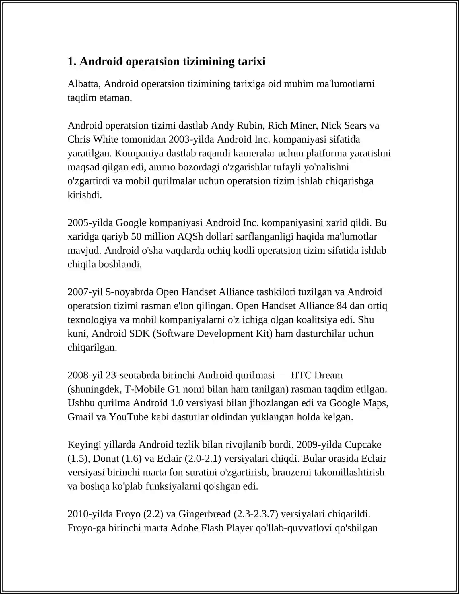 ANDROID OPERATSION TIZIMI IMKONIYATLARI 3
