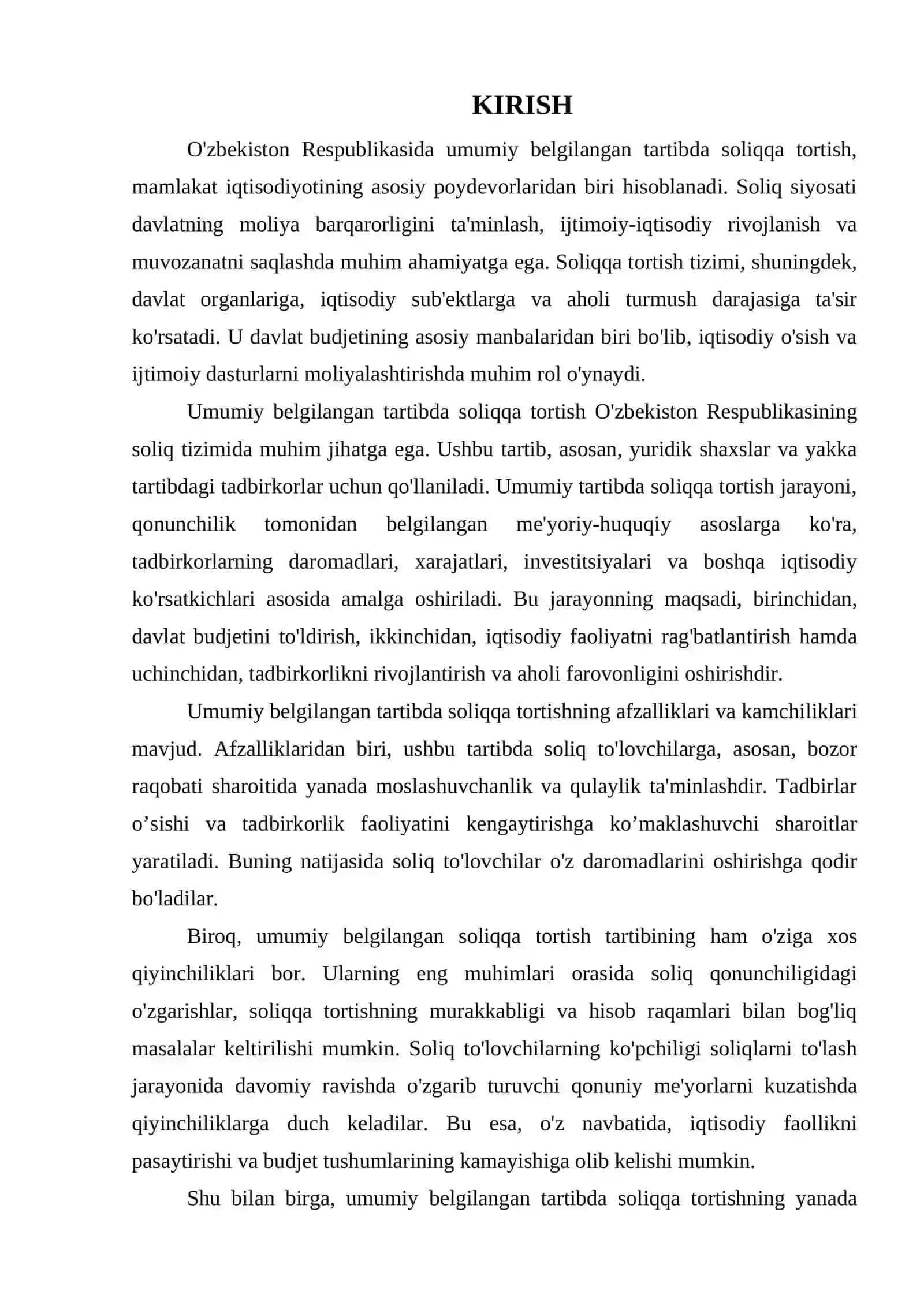 O'ZBEKISTON RESPUBLIKASIDA UMUMIY BELGILANGAN TARTIBDA SOLIQQA TORTISH 3