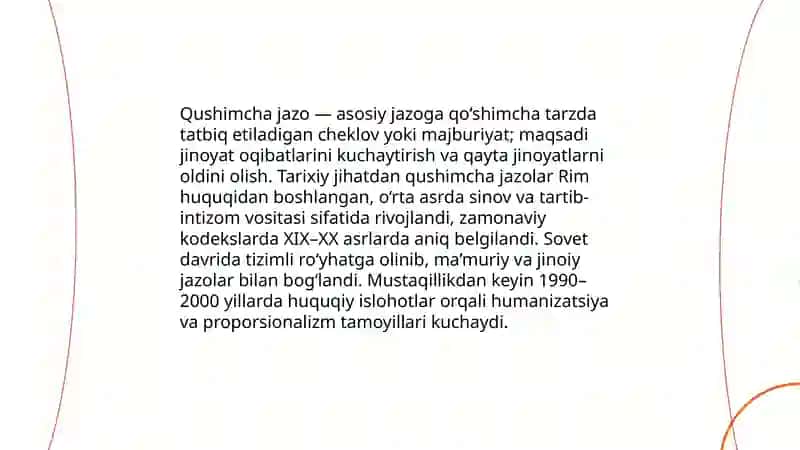 Qushimcha jazolar tushunchasi va ahamiyati 3