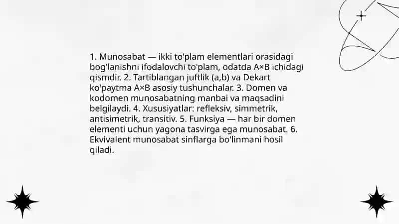 To'plamdagi munosabatlar 3