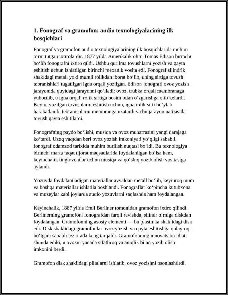 AUDIO TEXNOLOGIYALARINING RIVOJLANISH TARIXI 3