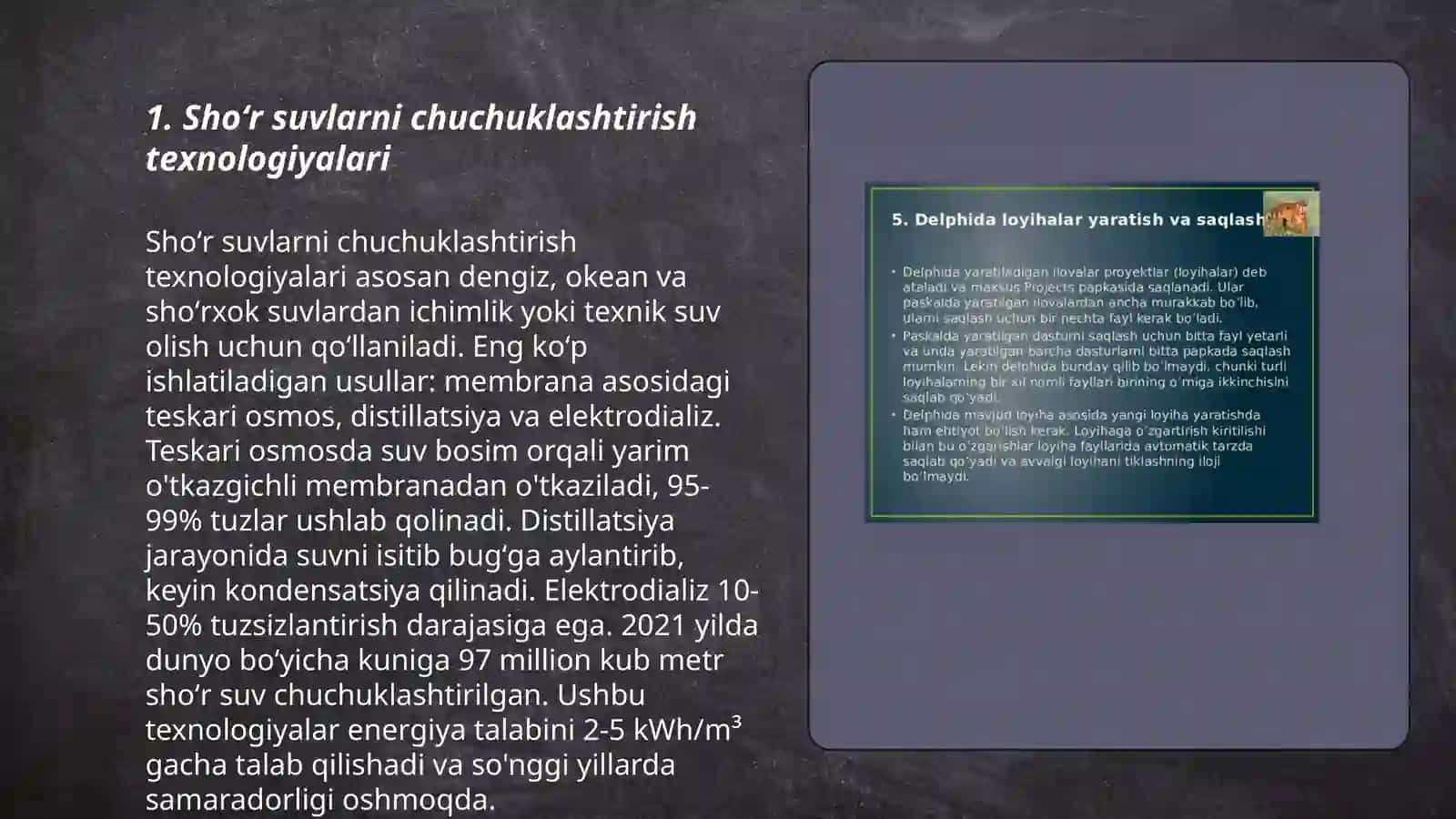 Oʻzbekiston shoʻr suvlarni chuchuklashtirish boʻyicha loyiha gʻoyasini yaratish 3