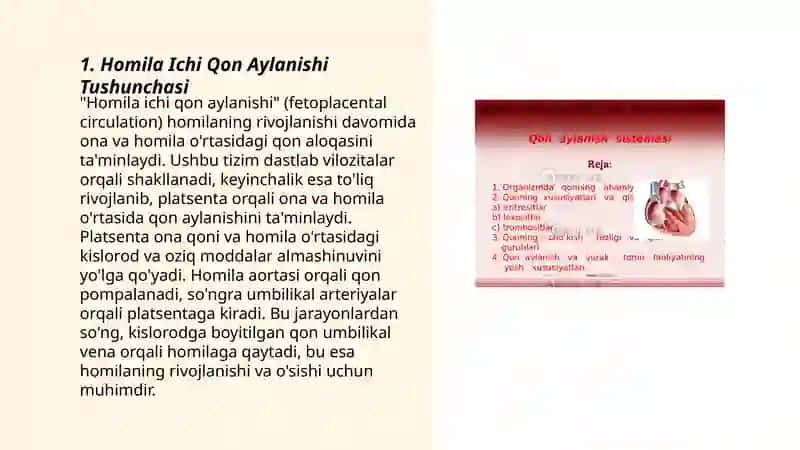 Homila Ichi Qon Aylanishi. Tekshirish Usullari. Zararlanish Semiotikasi 3