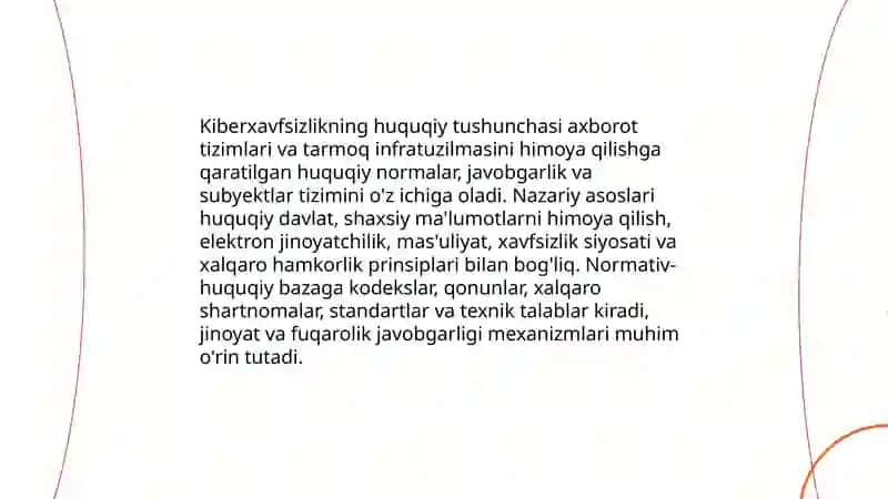 Kiberxavfsizlikning Huquqiy va Amaliy jihatlari 3