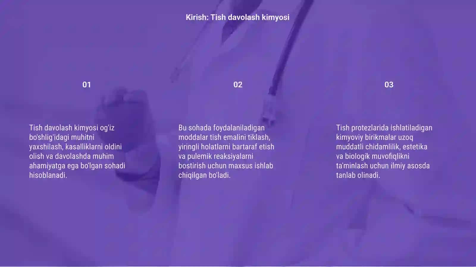 Tish Davolash va Protezlarda Kimyoviy Reaksiyalar 3