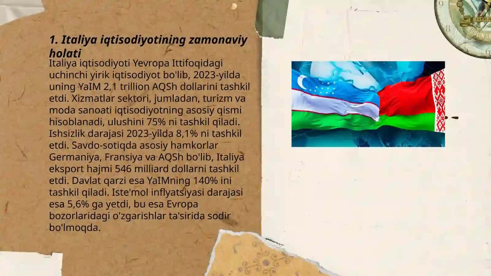 Italiya davlatining ijtimoiy va iqtisodiy hayoti va O‘zbekiston bilan aloqalari 3