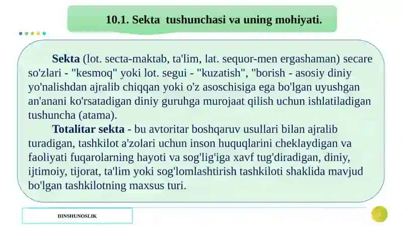 Zamonaviy diniy harakatlar vasеktаlar 3