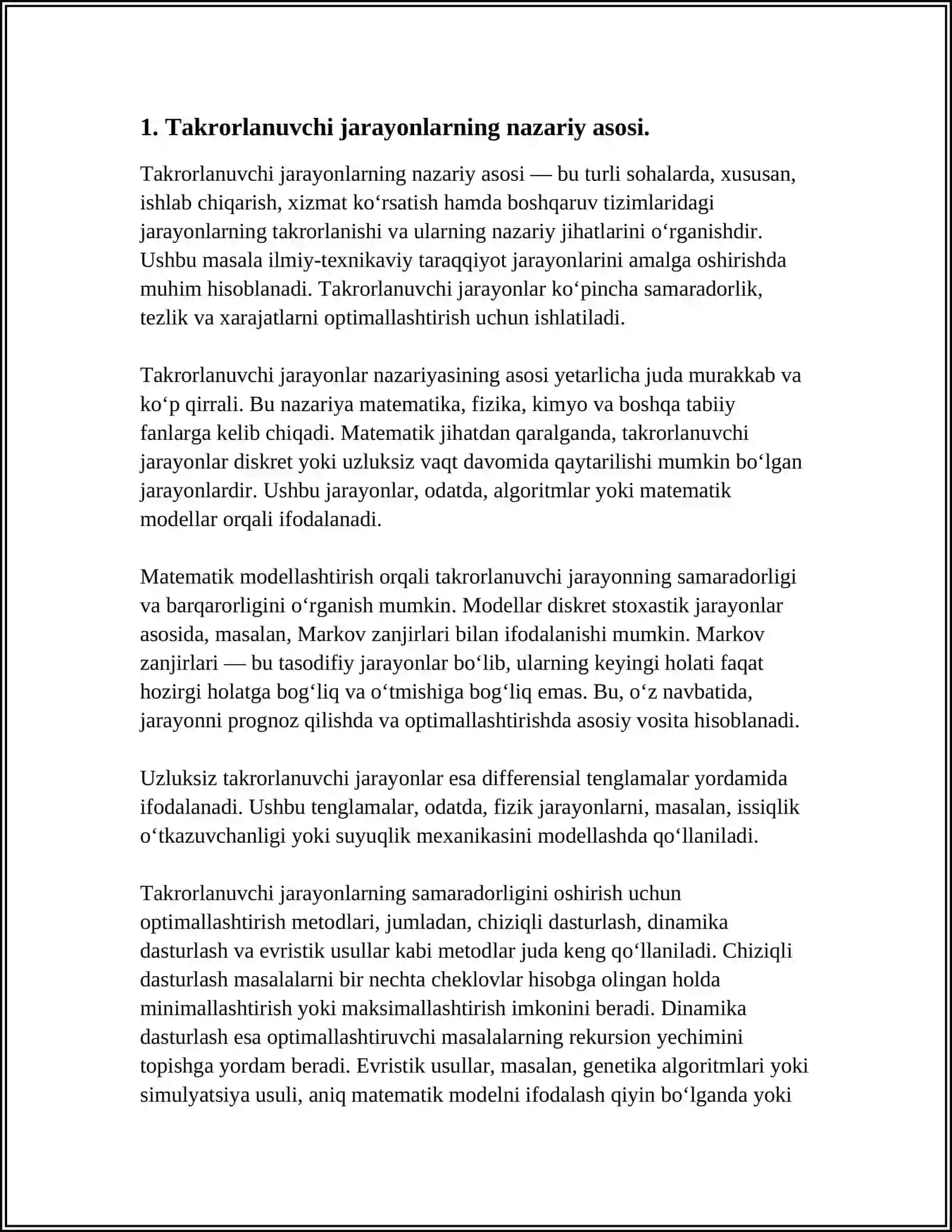 ICHMA OCH JOYLASHGAN TAKRORLANUVCHI JARAYONLARNI TASHKIL ETISH 3