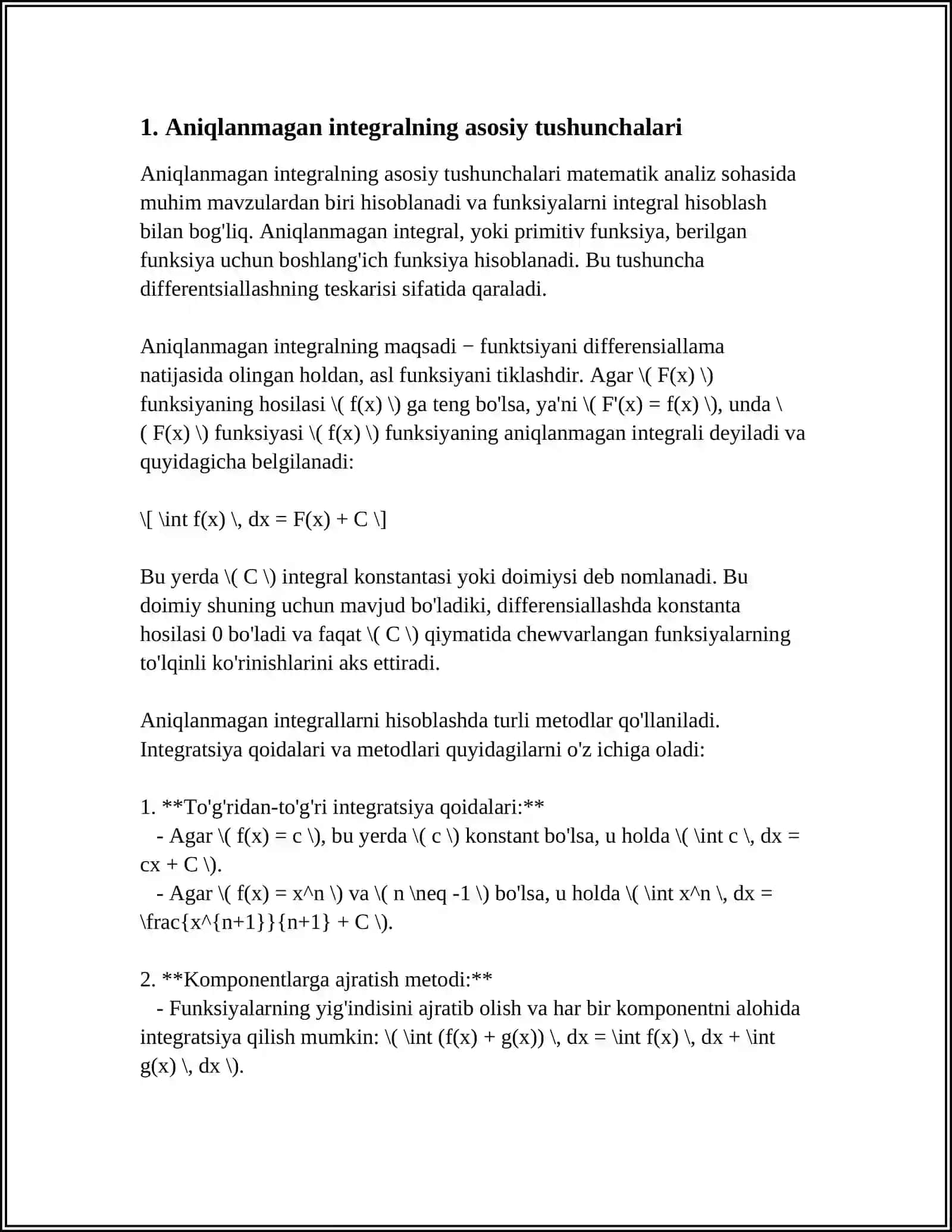 SODDA ANIQMAS INTEGRALLAR 3