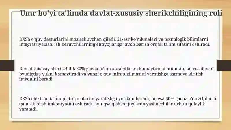 Umr bo'yi ta'limda davlat-xususiy sherikchiligining roli 3