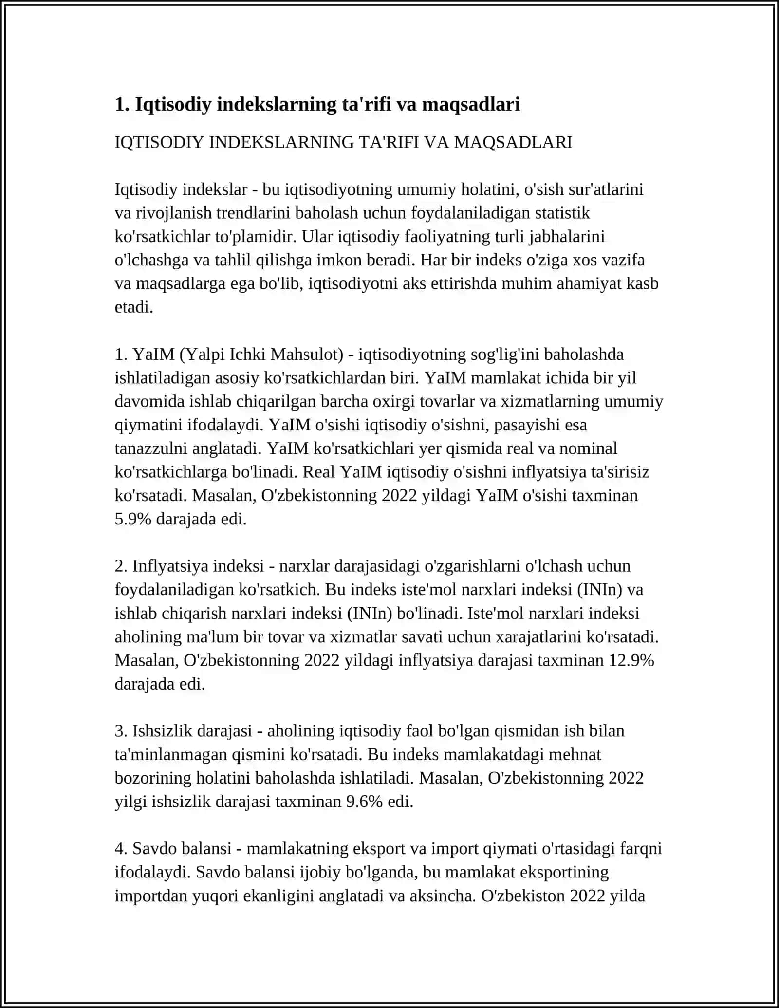 IQTISODIY INDEKSLARNING TASNIFLANISHI(KLASSIFIKAYASI) 3
