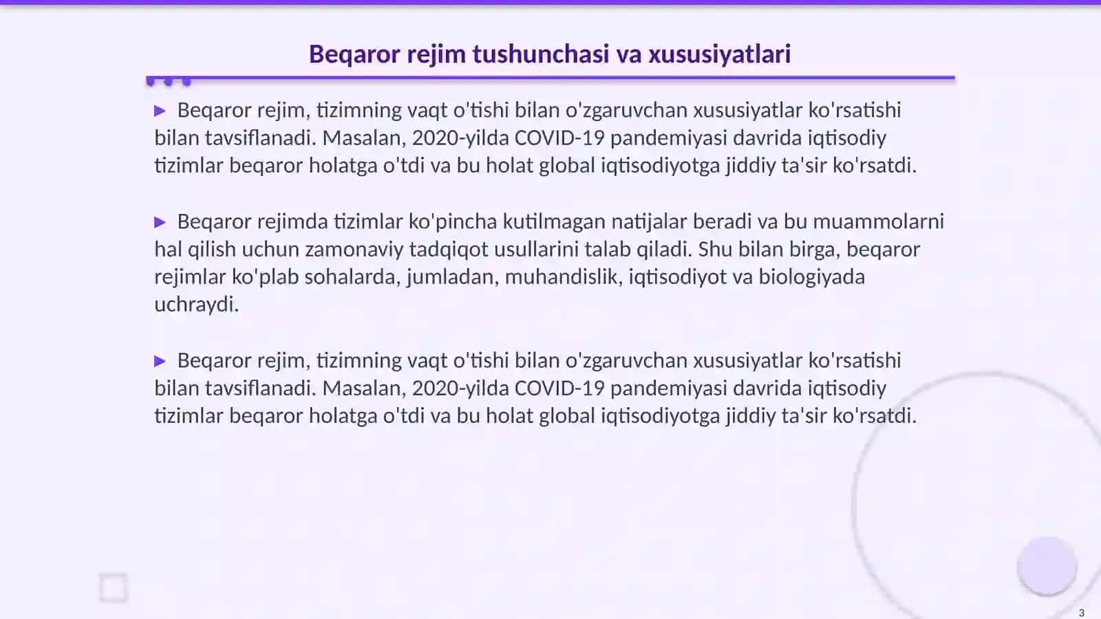 Beqaror rejimda tadqiqodlash usillarini òrganish 3