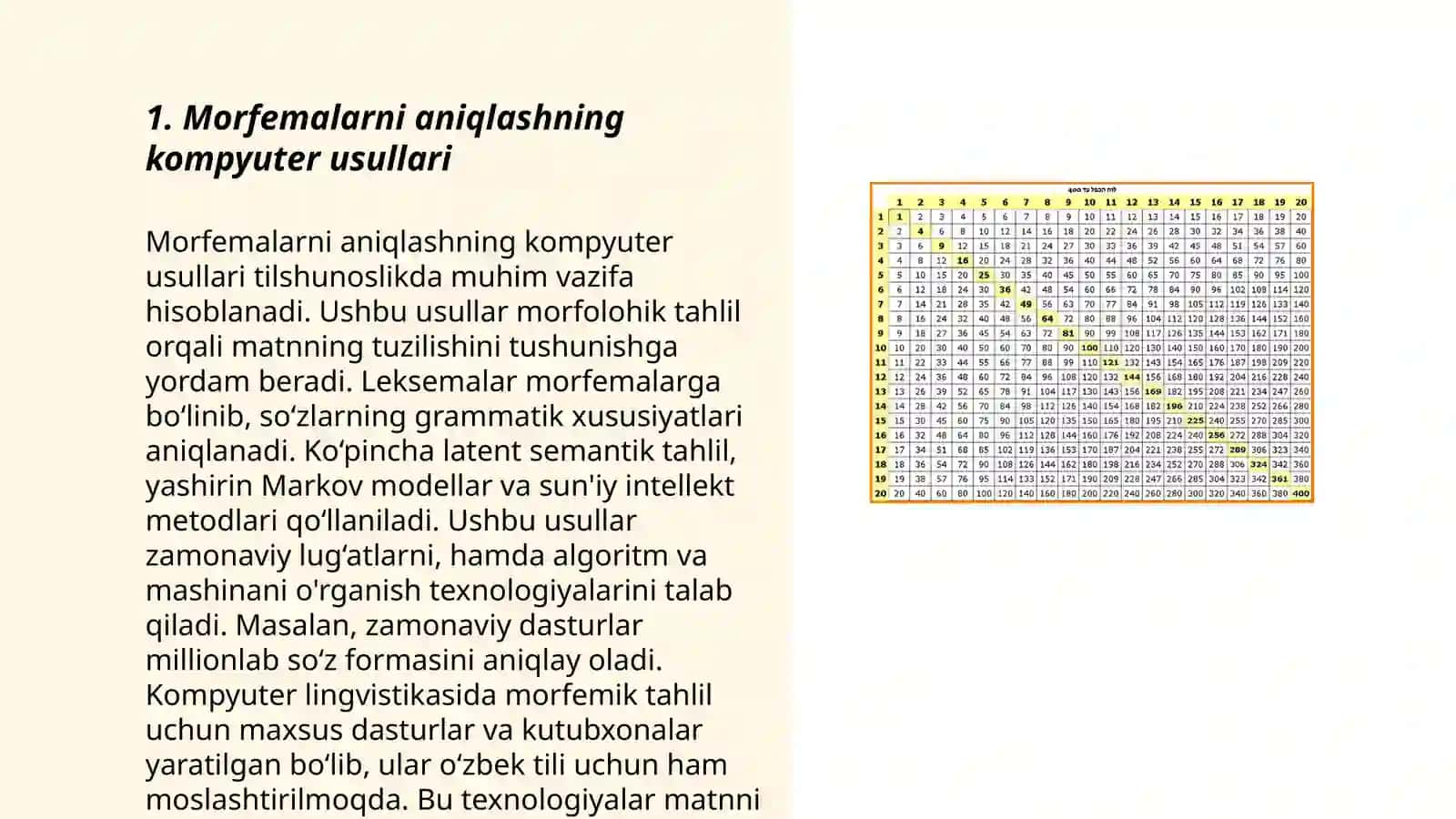 Lingvistik muammolarni(morfema,leksema,frazema,birikma va gap)kompyuter ta'minotiga kiritish,qayta ishlash 3