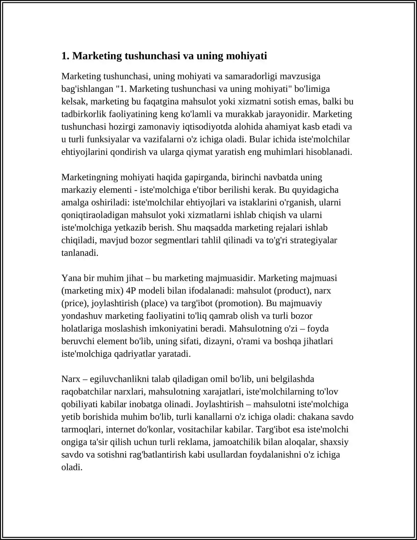 MARKETING TUSHUNCHASI,UNING MOHIYATI VA SAMARADORLIGI 3