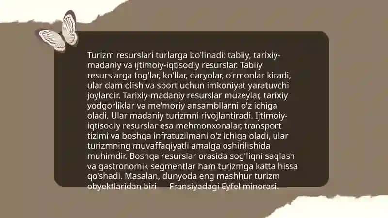 Turizm resurslari tushunchasi 3