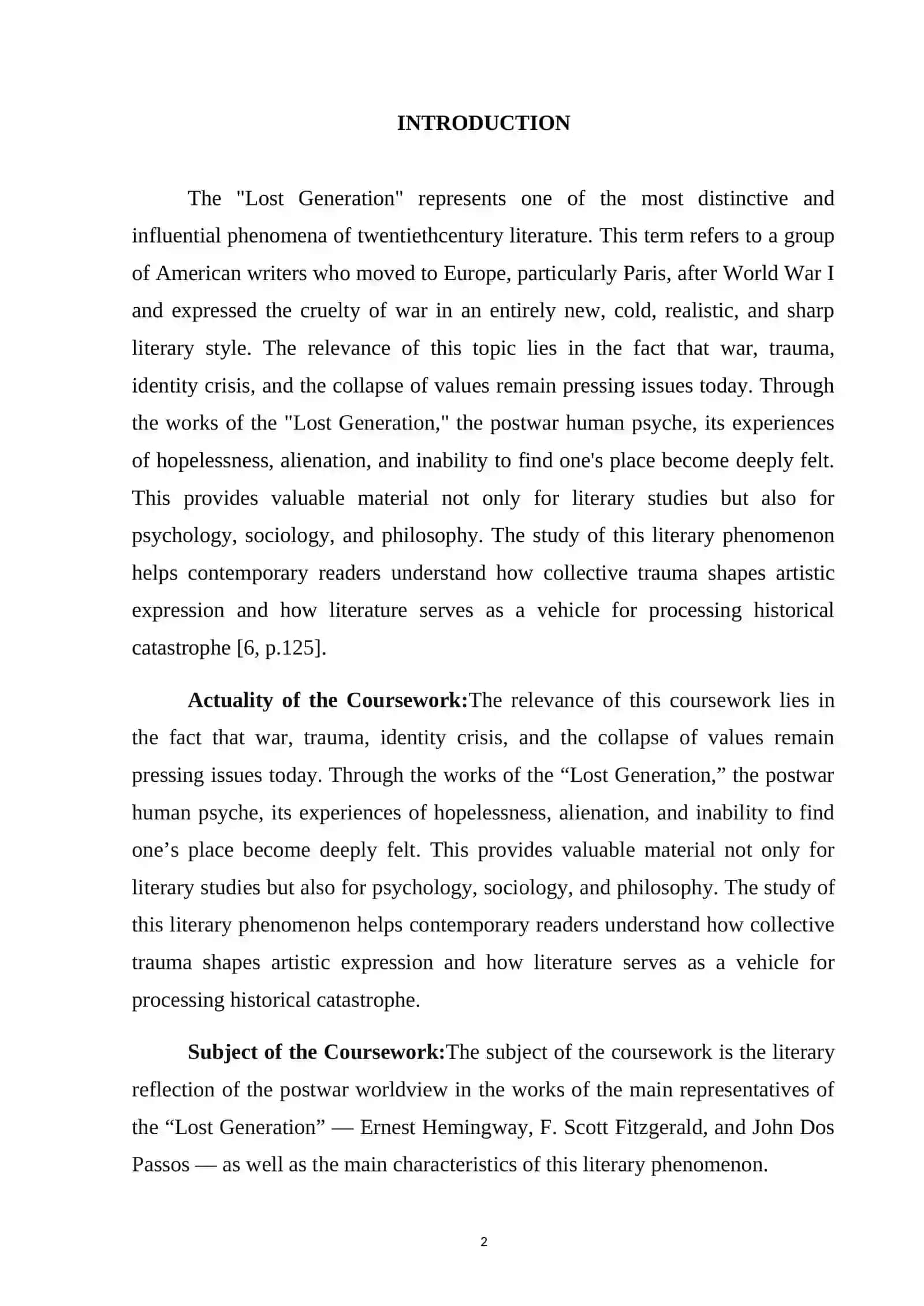 THE LOST GENERATION AND ITS LITERARY REFLECTION 3