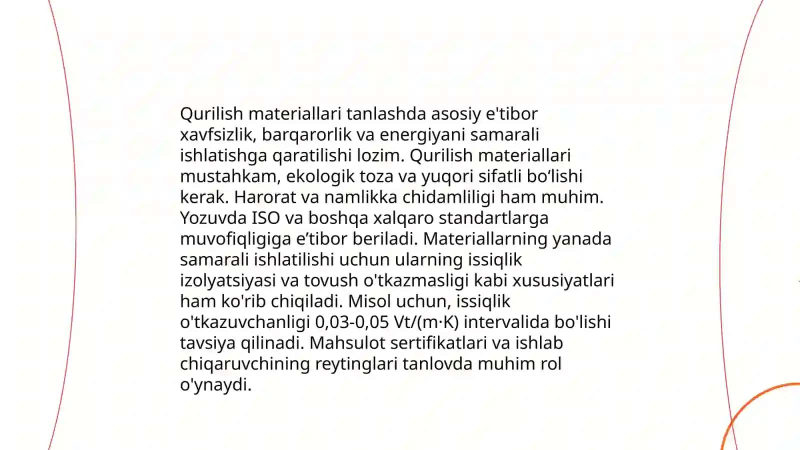 Qurilish materiallari tanlash talablari 3