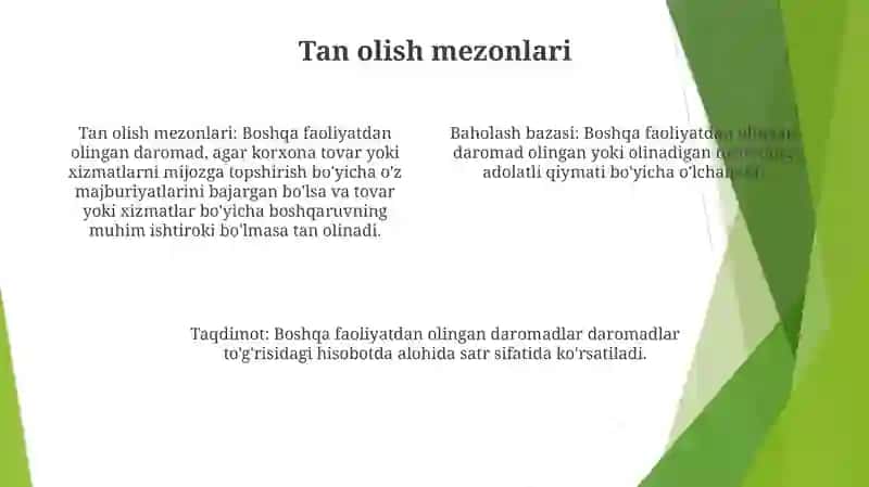 Asosiy Faoliyatdan Olingan Boshqa Daromadlar Hisobi 3