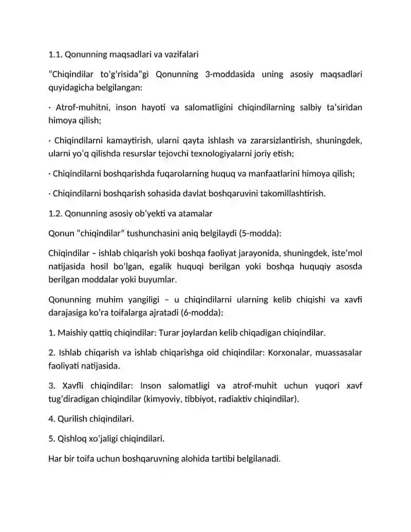 Chiqindilar to‘g‘risida O‘zbekiston Respublikasi Qonuni 3