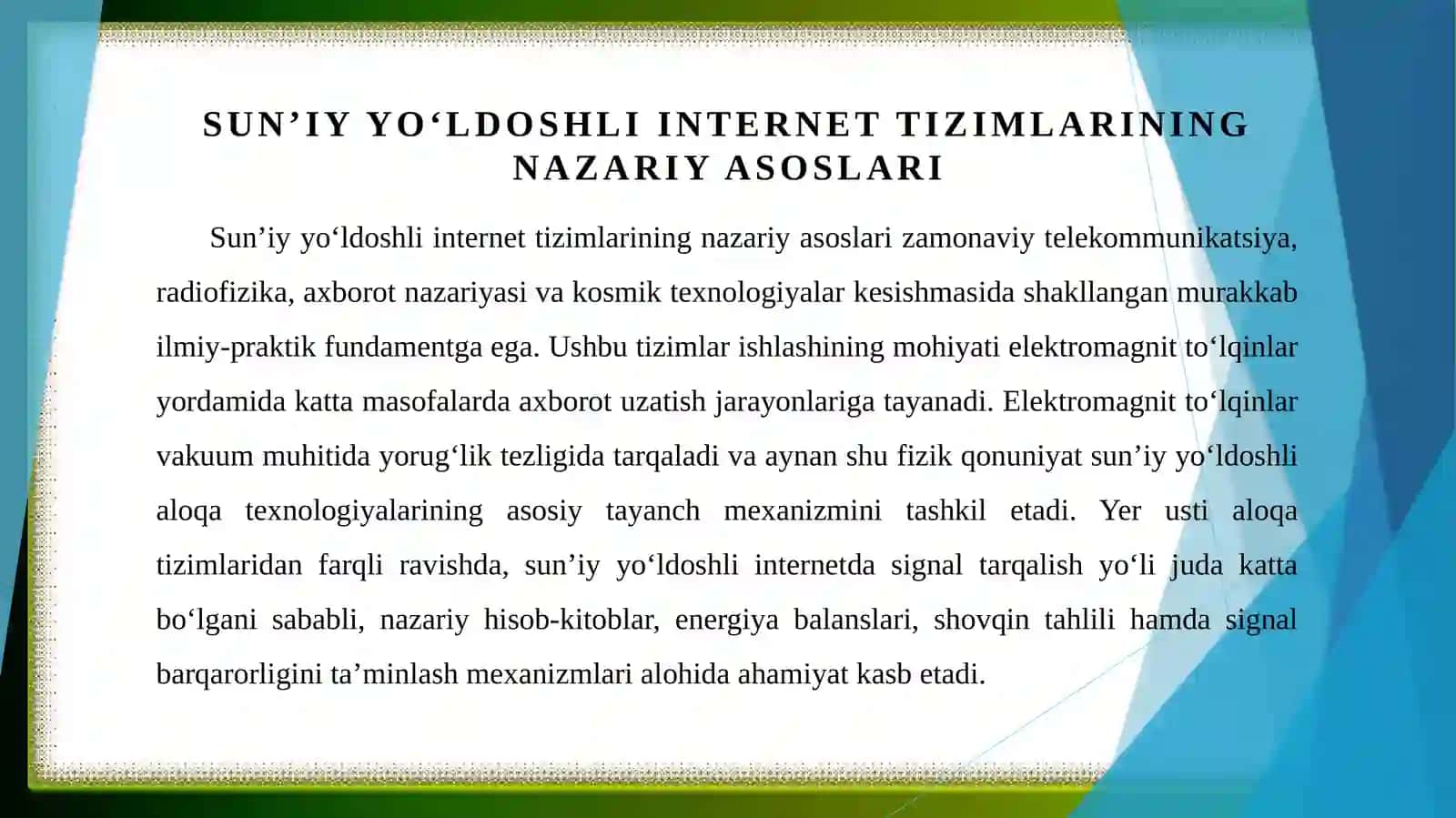 Sunʼiy yoʻldoshli internetni tashkil etish 3