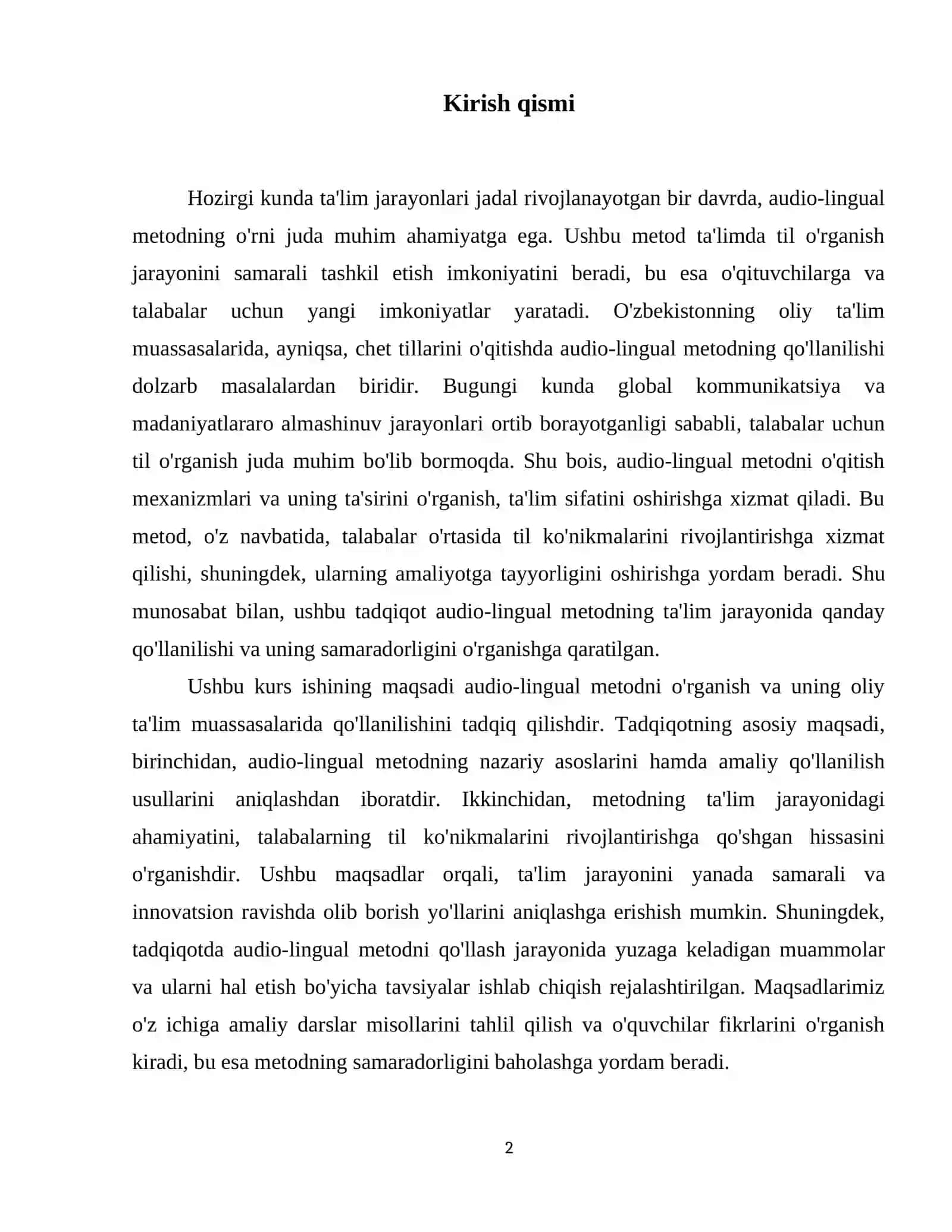 Techniques of using audio-lingual method in teaching process in higher education institution” 3