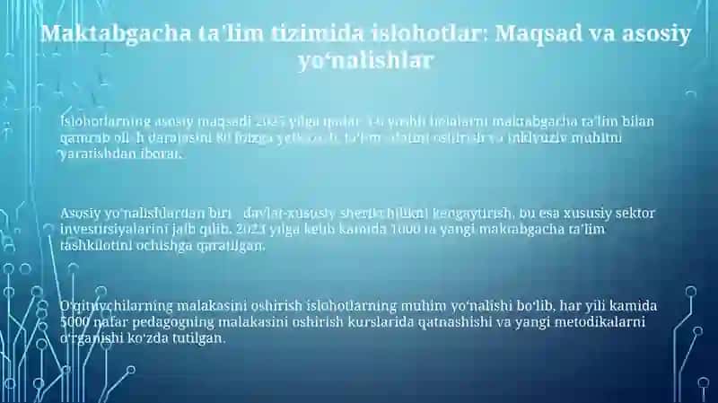 Maktabgacha taʼlim tizimidagi islohotlar 3