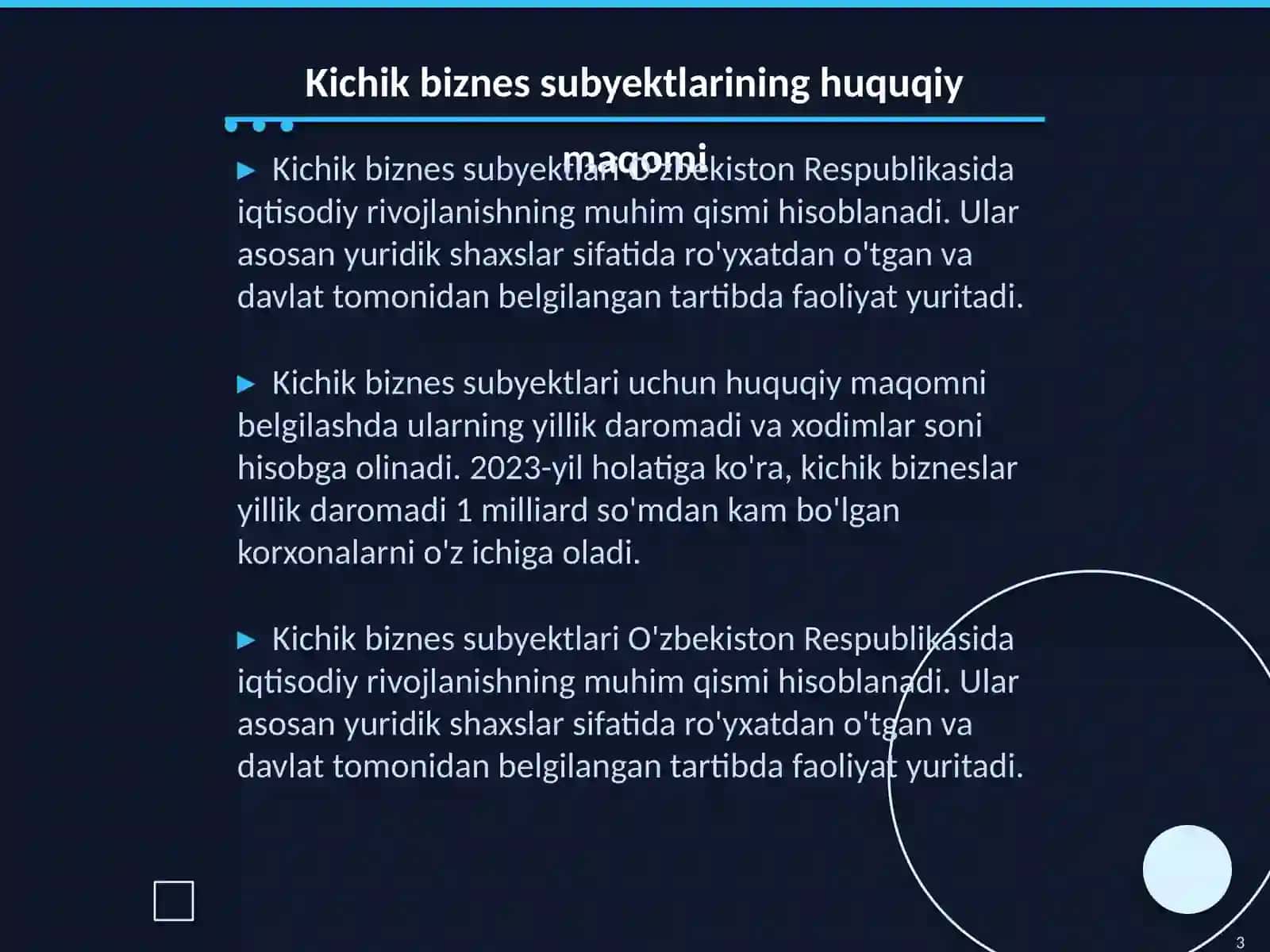 Kichik biznes subyektlarini bank, soliq va moliya muassasalaridan roʻyxatdan oʻtkazish tartibi, litsenziya berish tartibi 3