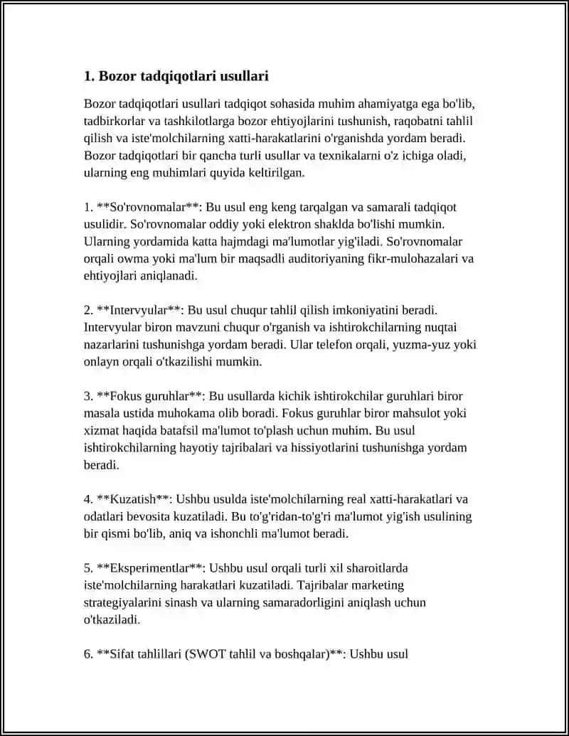 MARKETING TADQIQOTLARI ORQALI AXBOROT TO‘PLASH USULLARI 3