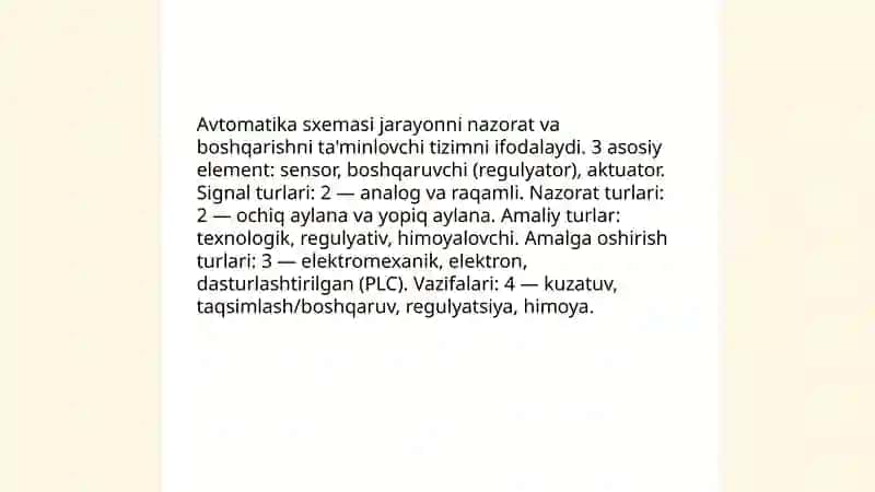 Avtomatika sxemasi va ularning vazifasi 3
